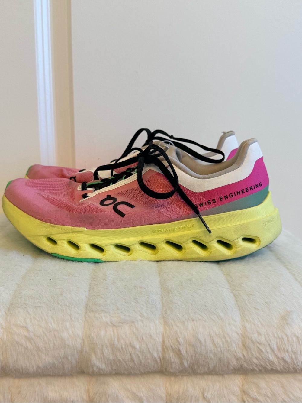 On Cloudsurfer Next Women’s 9 Pink Limelight Running Shoes 3WE30053214 CloudTec